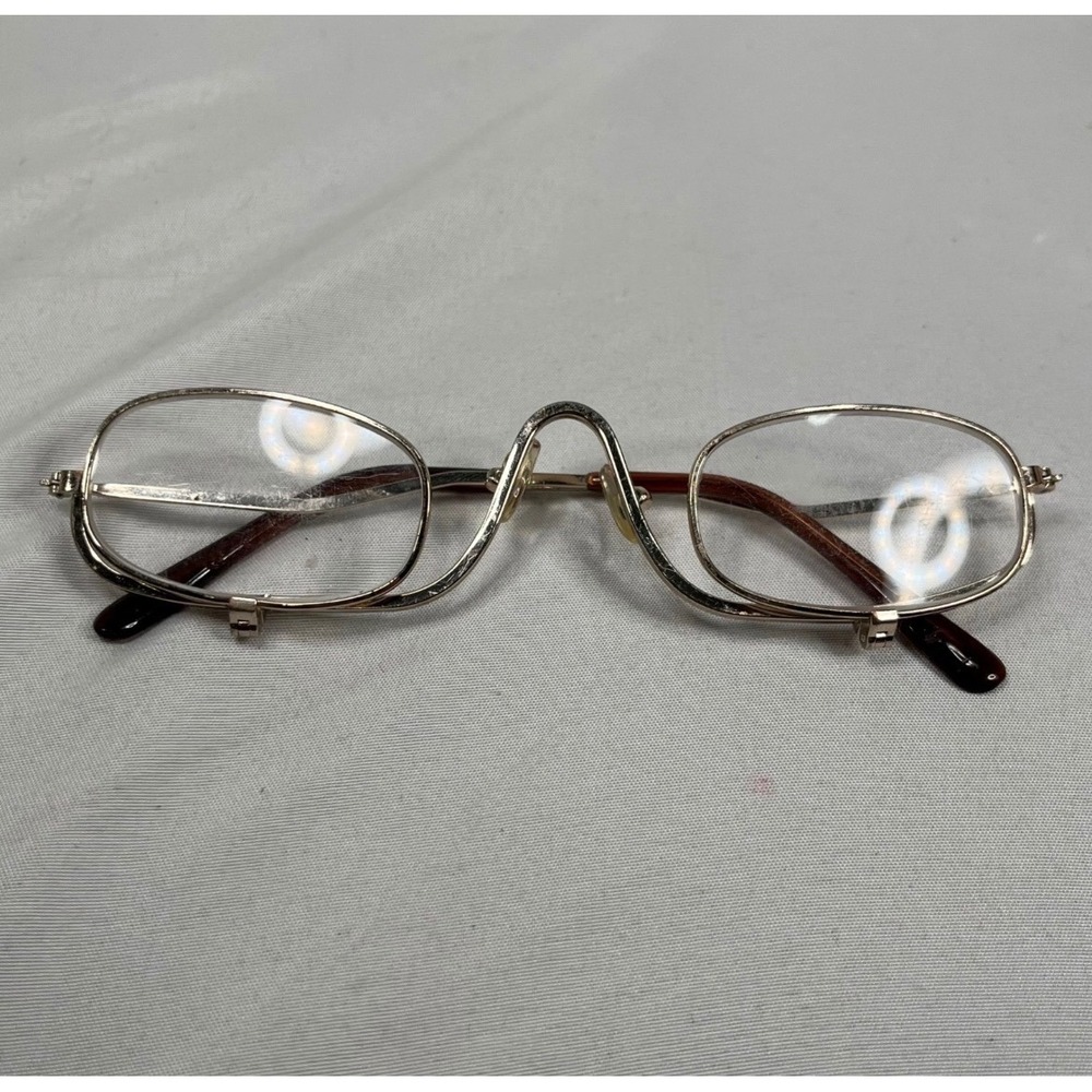 Vintage Gold Flip Down Makeup Glasses Magnifying Eye Makeup Application Frames
